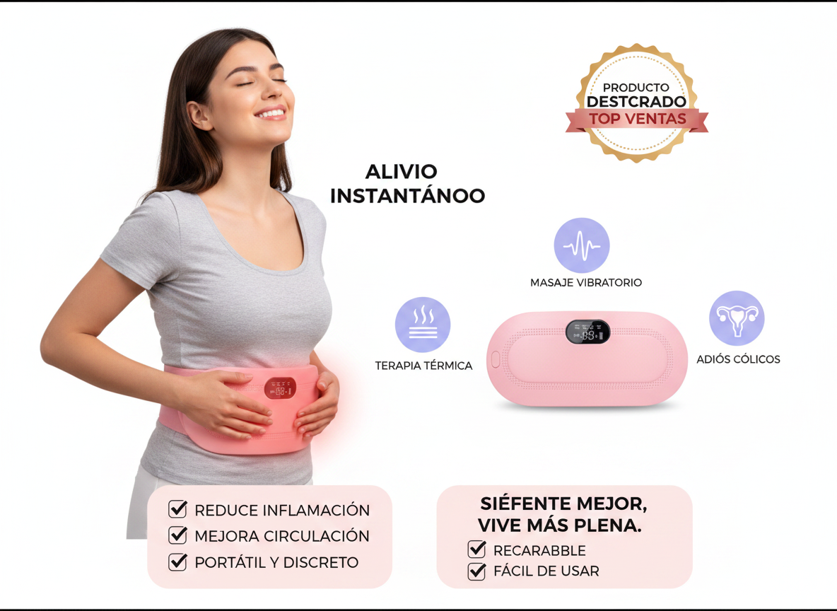 Cinturón Térmico Eléctrico para Cólicos y Masaje con Vibración