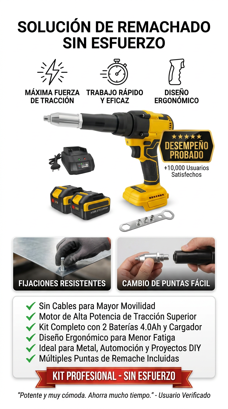 Remachadora 21V doble batería 4.0Ah
