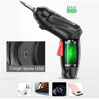 Taladro Destornillador Atornillador Eléctrico Recargable 45p Negro 5v
