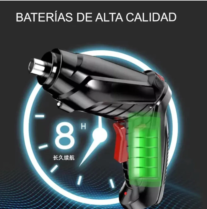 Taladro Destornillador Atornillador Eléctrico Recargable 45p Negro 5v