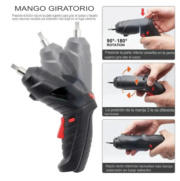 Taladro Destornillador Atornillador Eléctrico Recargable 45p Negro 5v