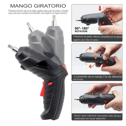 Taladro Destornillador Atornillador Eléctrico Recargable 45p Negro 5v