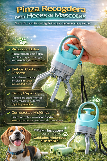 Pinza Recogedora Higiénica para Mascotas – Sin Contacto y Fácil de Usar
