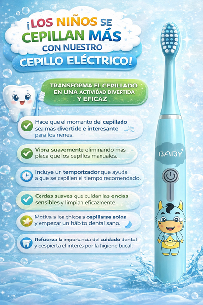 Cepillo Dental Electrico Infantil con 4 Cabezales Intercambiables
