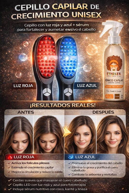 Cepillo para el Cabello Fototerapia + Obsequio Tónico Capilar "Crecimiento del Cabello"
