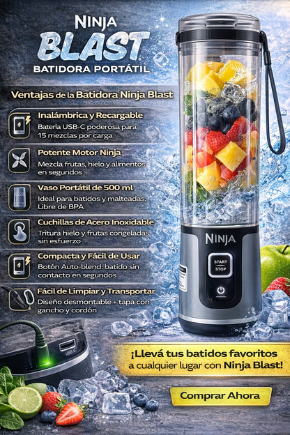 Batidora Ninja Blast | Más Portátil | Más Potencia