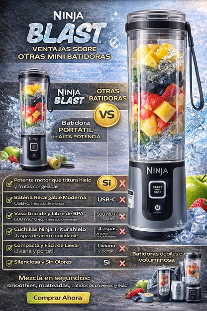 Batidora Ninja Blast | Más Portátil | Más Potencia