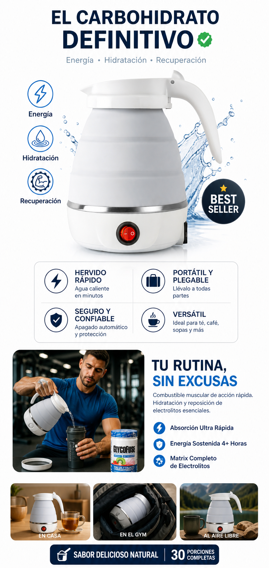 Hervidor de Agua Eléctrico Portátil Tetera