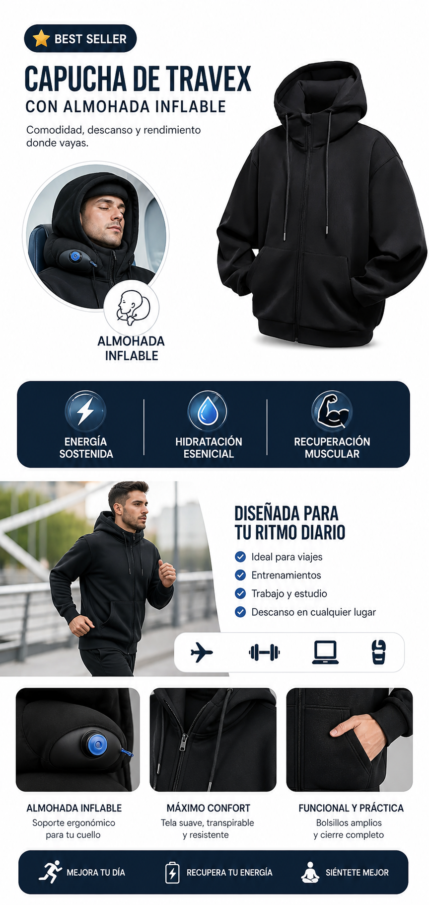 Capucha de Travex con Almohada Inflable