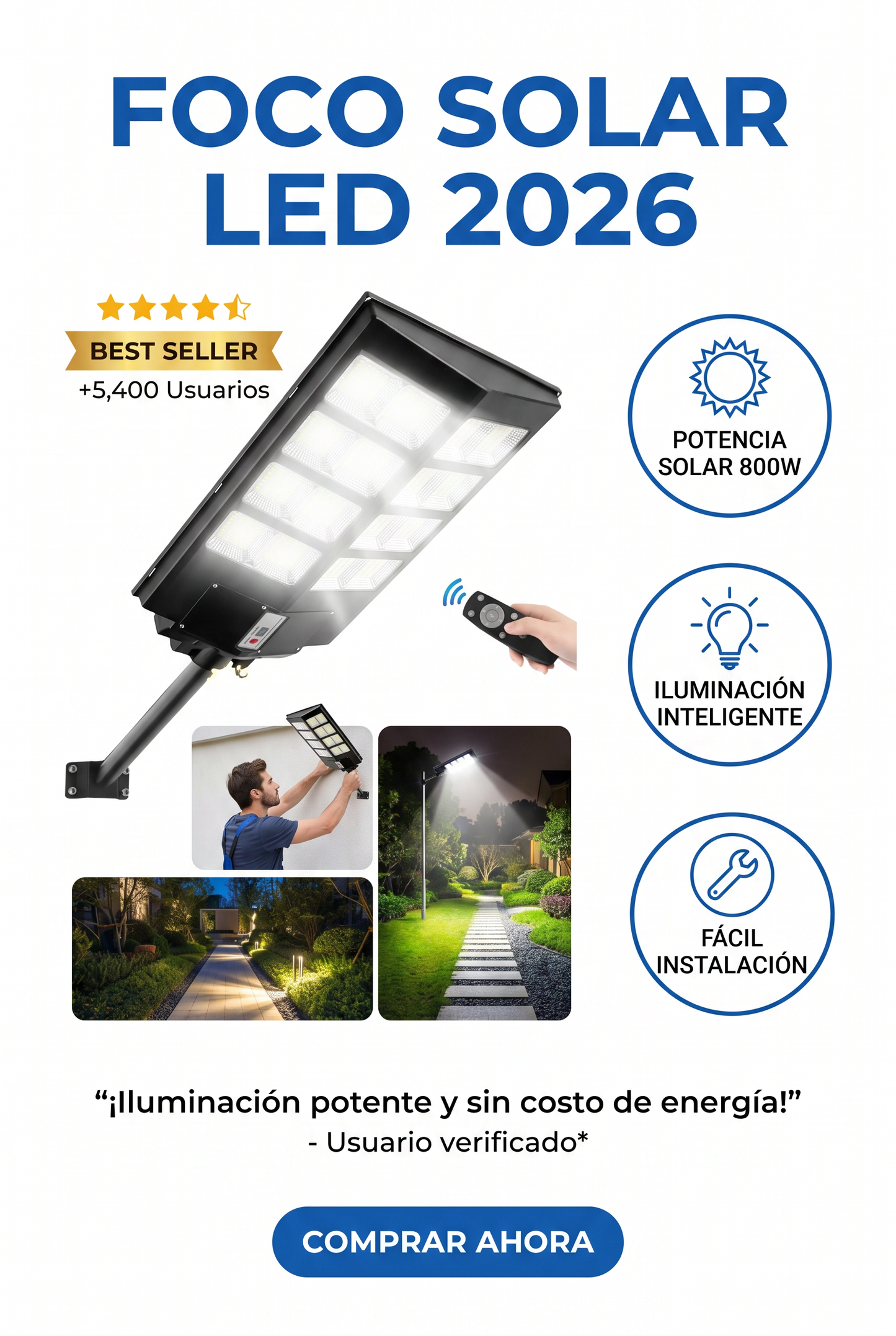 Solar Led  800W - Foco solar led 2026