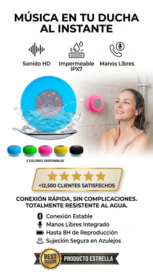 Parlante Ducha Bluetooth Impermeable
