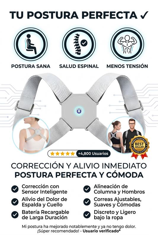 Corrector Postura Ortopédico Sensor Recargable