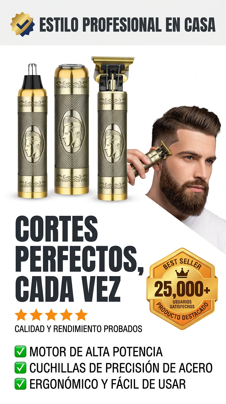 Kit 3 Cortadoras Cabello Hombre + Guías #2, #3, #4 | Corte Profesional
