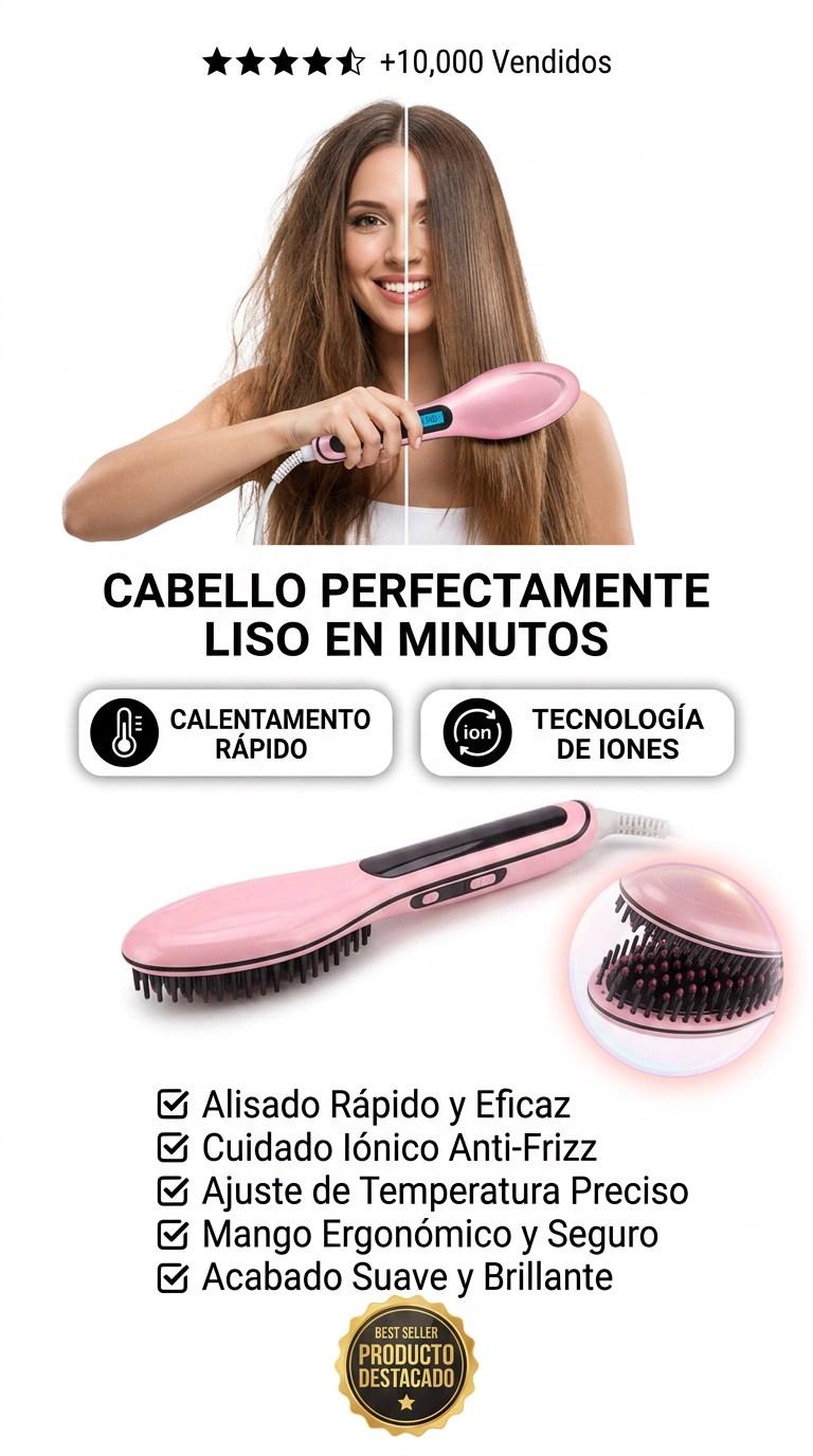 Cepillo Alisador Plateado | Control de Temperatura