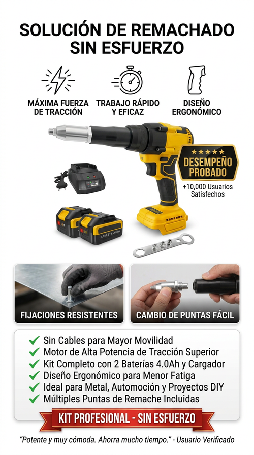 Remachadora 21V doble batería 4.0Ah