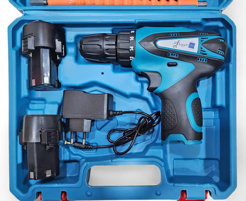 Taladro inalámbrico de 12 V | Taladro compacto para bricolaje en madera y metal | Incluye 2 baterías de iones de litio,